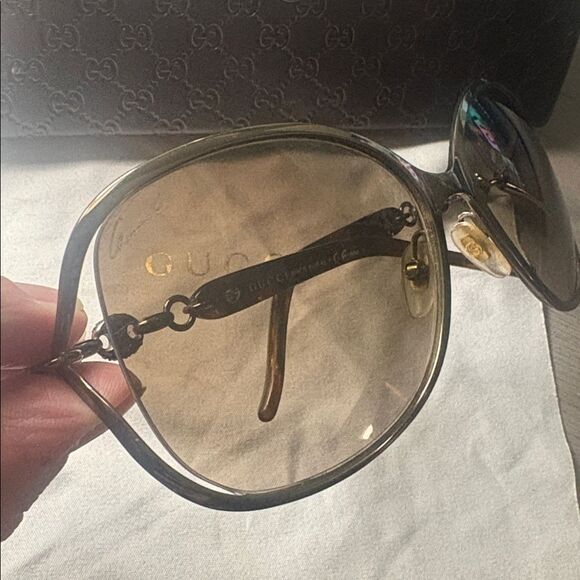 Vintage Y2K Designer Luxury Gucci Brown Bronze Marina Chain Women\'s Sunglasses main image 5